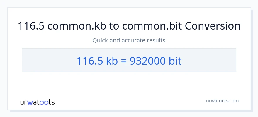 116.5 Kilobytes patungong Bits na conversion