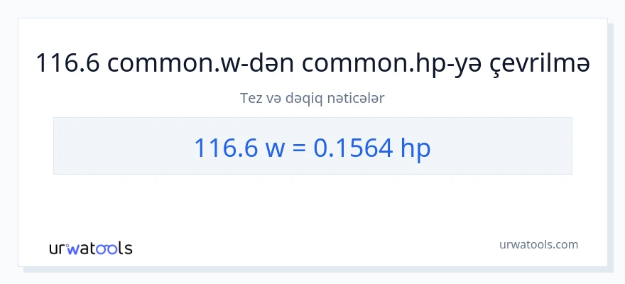 116.6 vatt-dən at gücü-ə çevrilmə