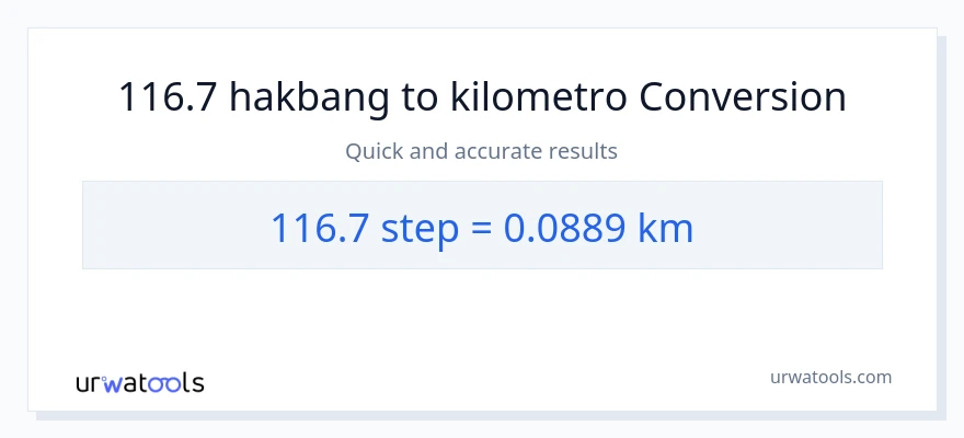 116.7 mga hakbang patungong Kilometro na conversion