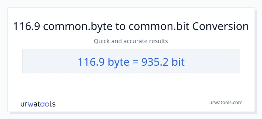 116.9 Bytes - Bits muunnos