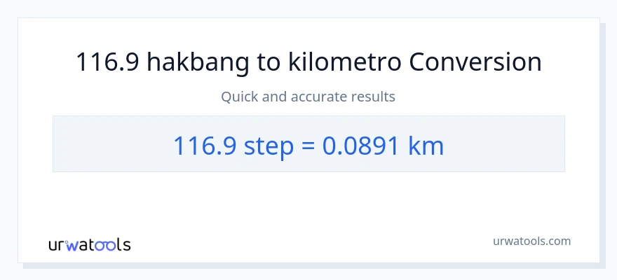 116.9 mga hakbang patungong Kilometro na conversion