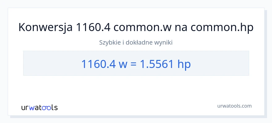 Konwersja 1160.4 watów do moc w koniach mechanicznych