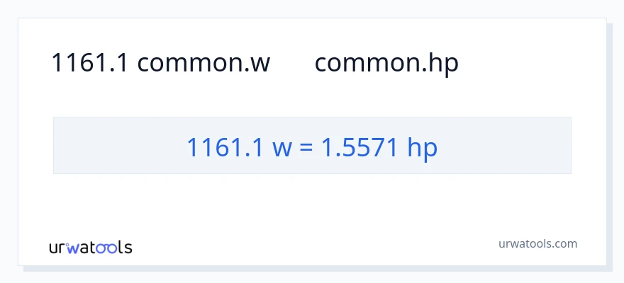1161.1 વોટ્સ થી હોર્સપાવર રૂપાંતર
