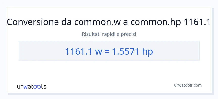 Conversione da 1161.1 watt a potenza