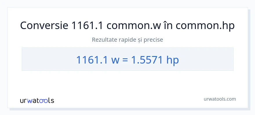 Conversie 1161.1 wați la cai putere