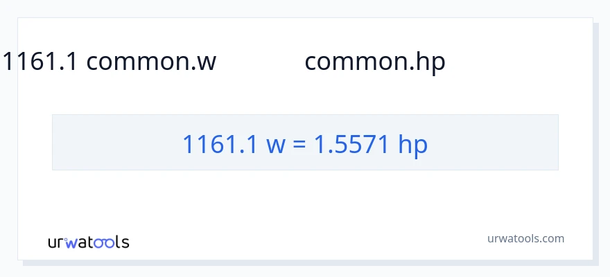 1161.1 వాట్స్ నుండి అశ్వశక్తి కు మార్పిడి
