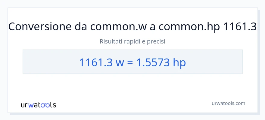 Conversione da 1161.3 watt a potenza