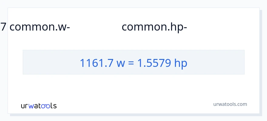 1161.7 വാട്ട്സ് ൽ നിന്ന് കുതിരശക്തി ലേക്ക് പരിവർത്തനം