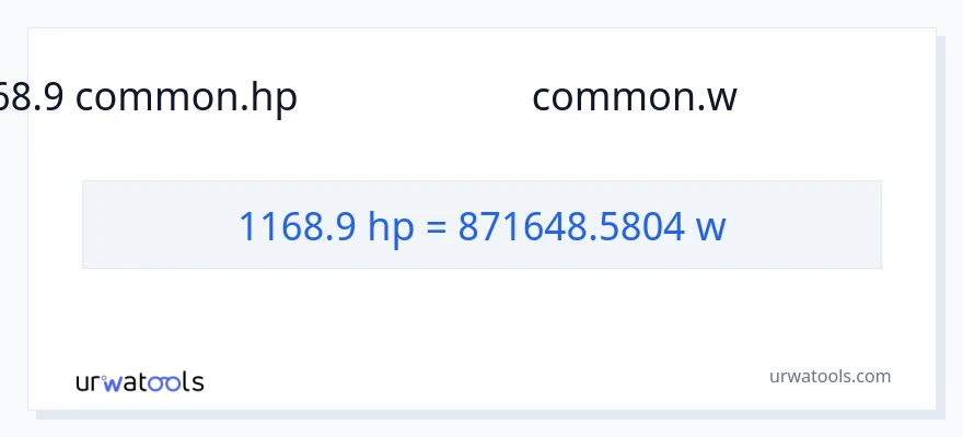 1168.9 குதிரைத்திறன் இலிருந்து வாட்ஸ் வரை மாற்றம்
