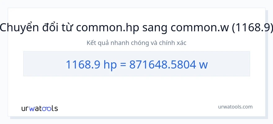 Chuyển đổi 1168.9 mã lực sang watt