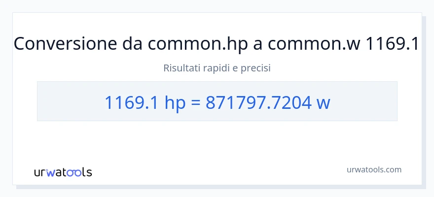 Conversione da 1169.1 potenza a watt