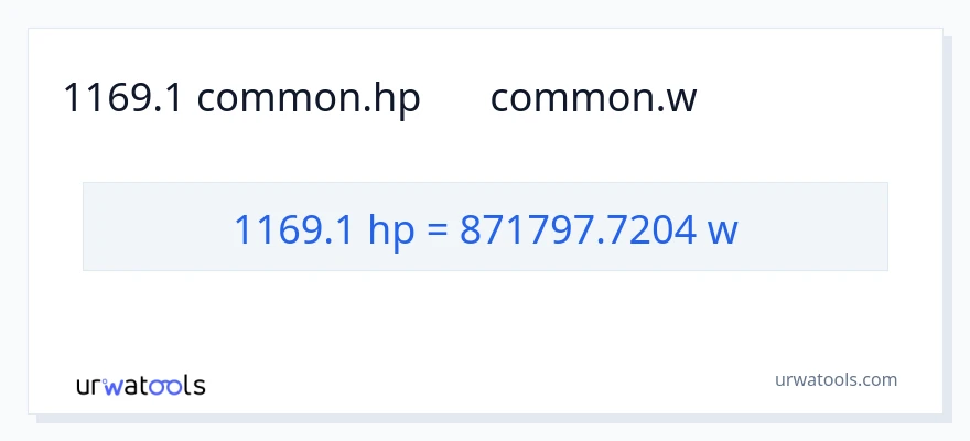 1169.1 ہارس پاور سے واٹ کی تبدیلی
