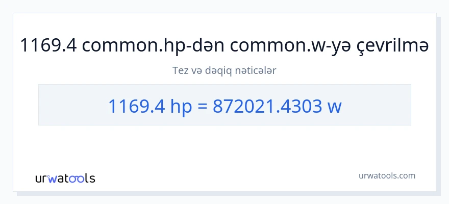 1169.4 at gücü-dən vatt-ə çevrilmə