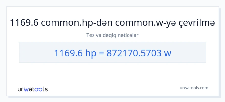 1169.6 at gücü-dən vatt-ə çevrilmə