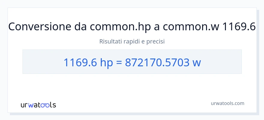 Conversione da 1169.6 potenza a watt