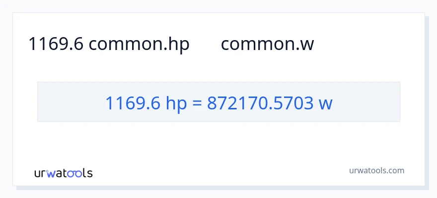 1169.6 ہارس پاور سے واٹ کی تبدیلی