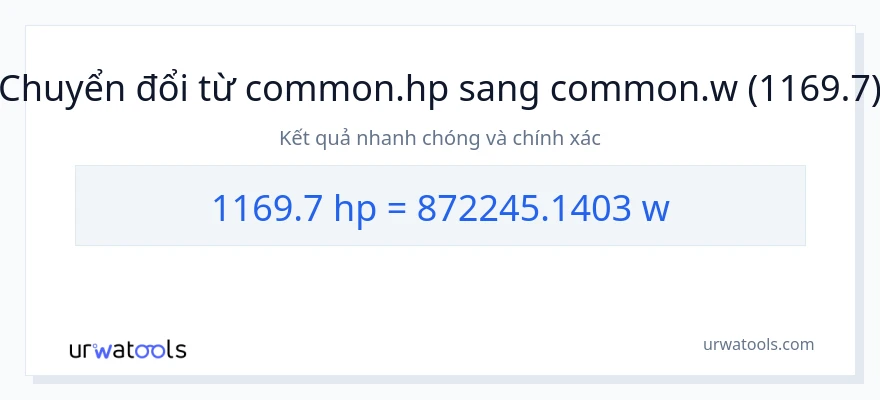 Chuyển đổi 1169.7 mã lực sang watt