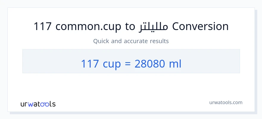التحويل من 117 أكواب إلى ملليلتر