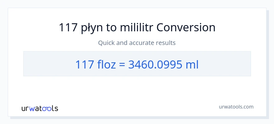 Konwersja 117 uncje płynu do mililitry