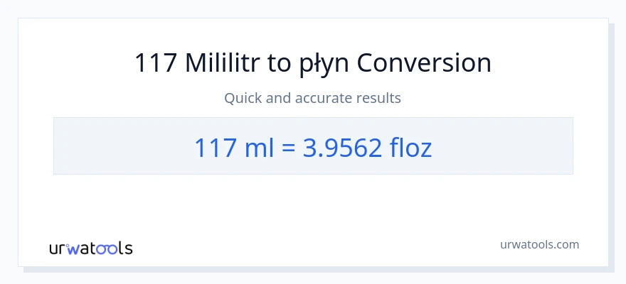 Konwersja 117 mililitry do uncje płynu