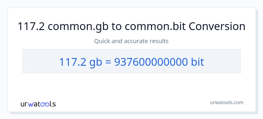 117.2 Gigabytes patungong Bits na conversion