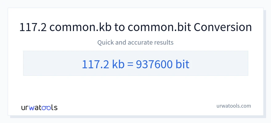 117.2 Kilobytes 到 Bits 轉換
