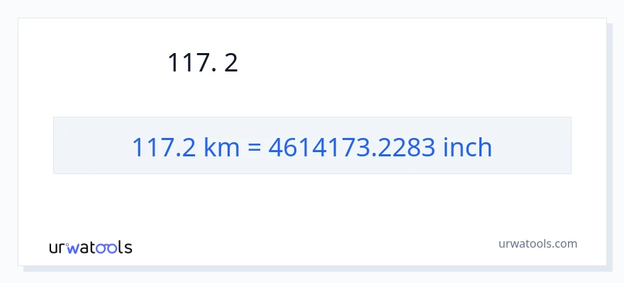 117.2 કિલોમીટર થી ઇંચ રૂપાંતર