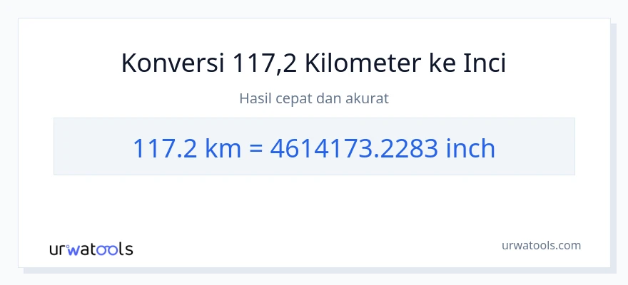 Konversi 117.2 kilometer ke Inci