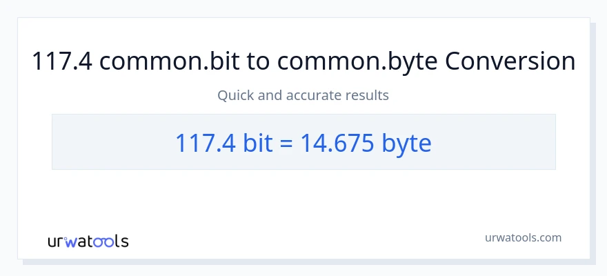117.4 Bits से Bytes रूपांतरण