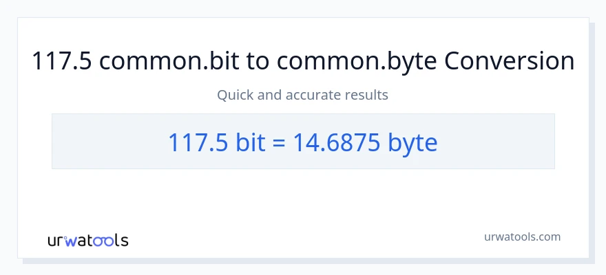 117.5 Bits से Bytes रूपांतरण