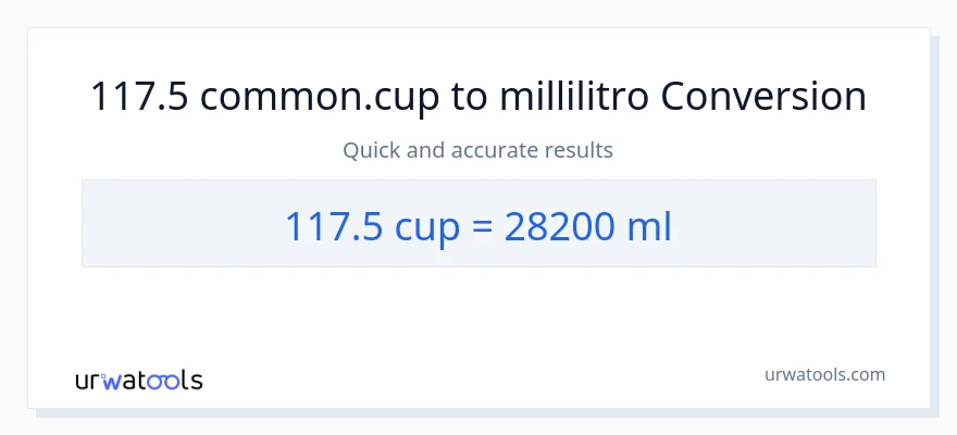 Conversione da 117.5 tazze a millilitri