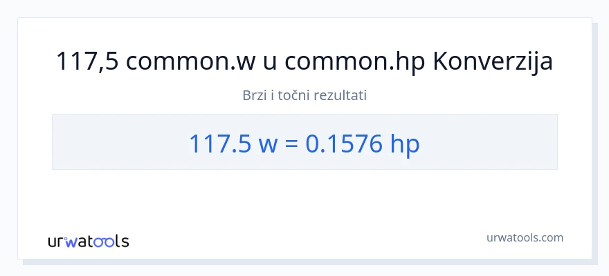 Konverzija od vati do konjske snage: 117.5