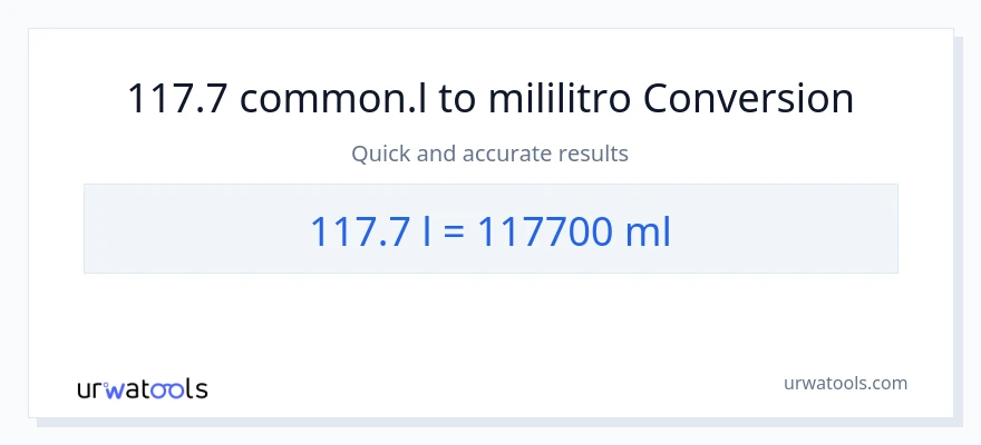 117.7 Liters patungong mga mililitro na conversion