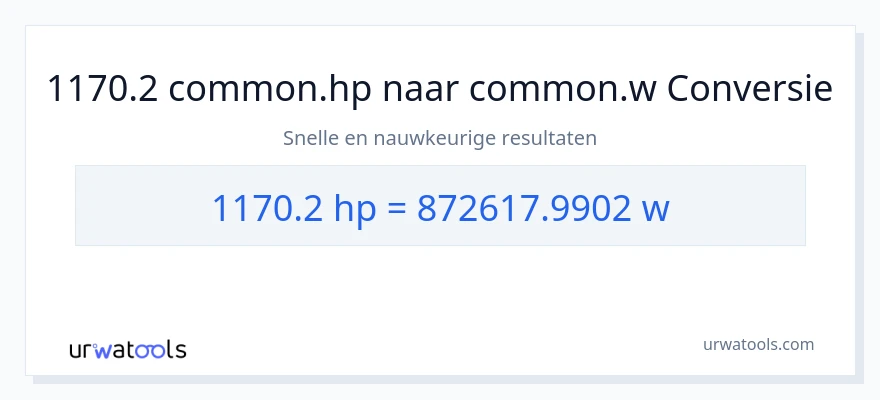 1170.2 paardenkracht naar watt conversie