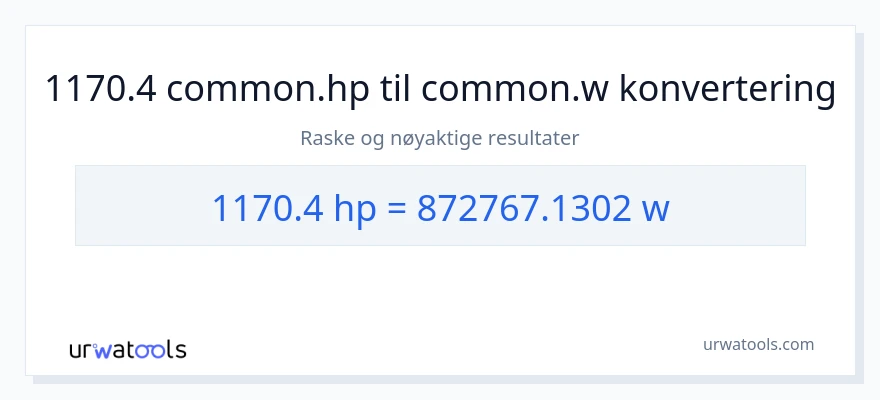 1170.4 hestekrefter til watt konvertering