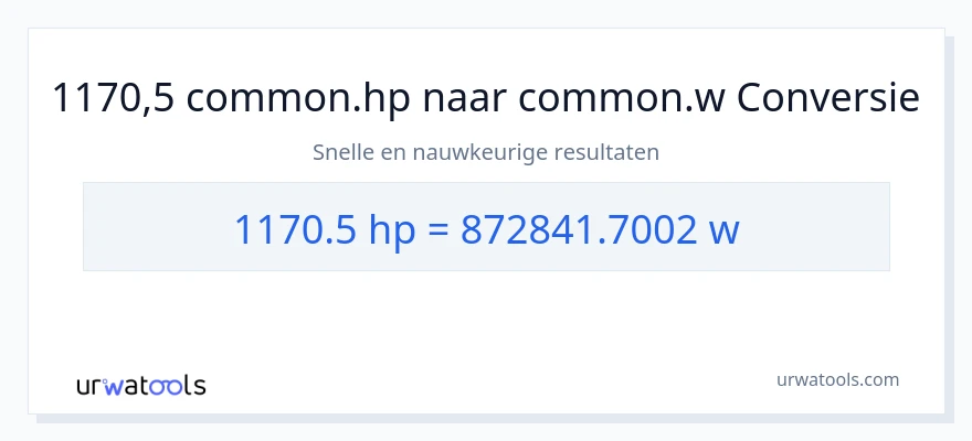 1170.5 paardenkracht naar watt conversie