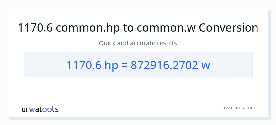 1170.6 horsepower to watts conversion
