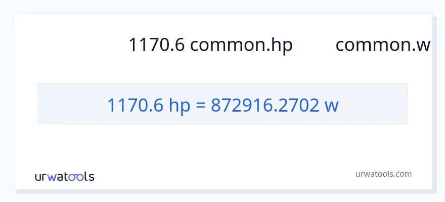การแปลง 1170.6 แรงม้า เป็น วัตต์