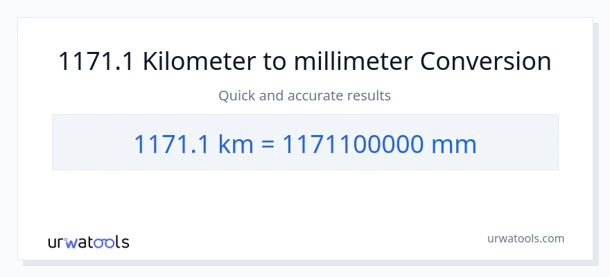 1171.1 Kilometers to millimeters conversion