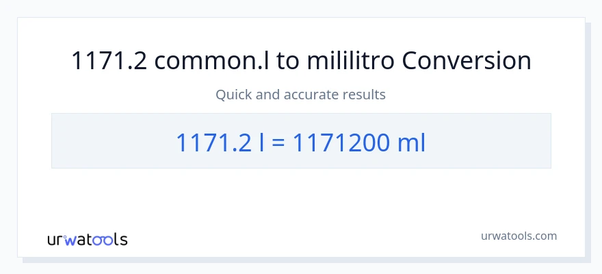 1171.2 Liters patungong mga mililitro na conversion