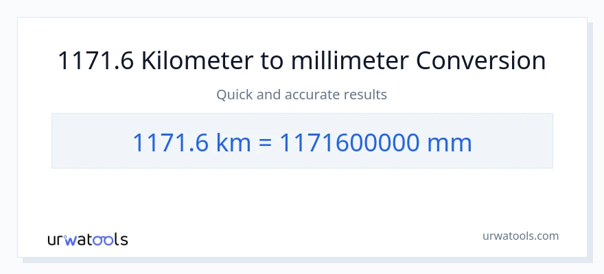 1171.6 Kilometers to millimeters conversion