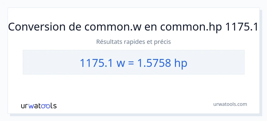 Conversion 1175.1 watts vers chevaux-vapeur