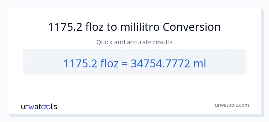 1175.2 mga onsa ng likido patungong mga mililitro na conversion