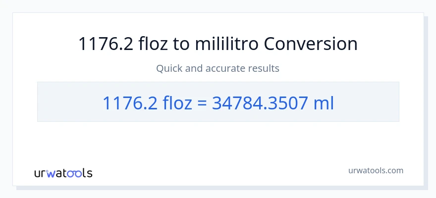 1176.2 mga onsa ng likido patungong mga mililitro na conversion