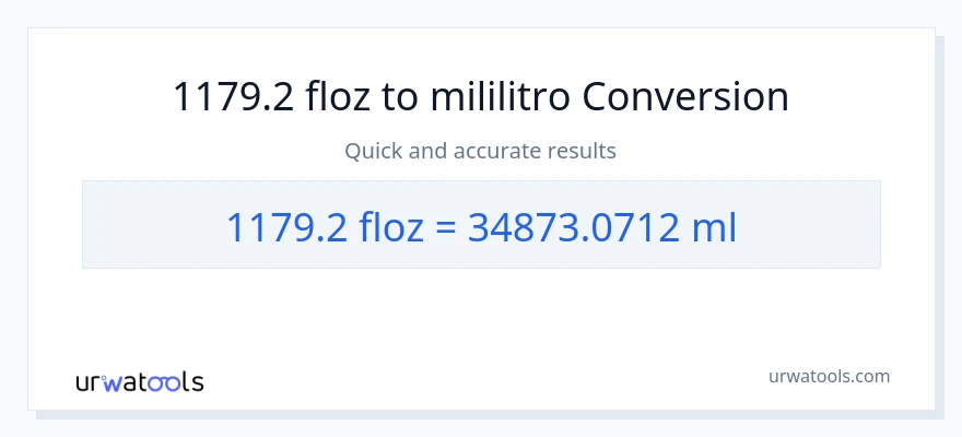 1179.2 mga onsa ng likido patungong mga mililitro na conversion