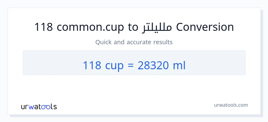 التحويل من 118 أكواب إلى ملليلتر