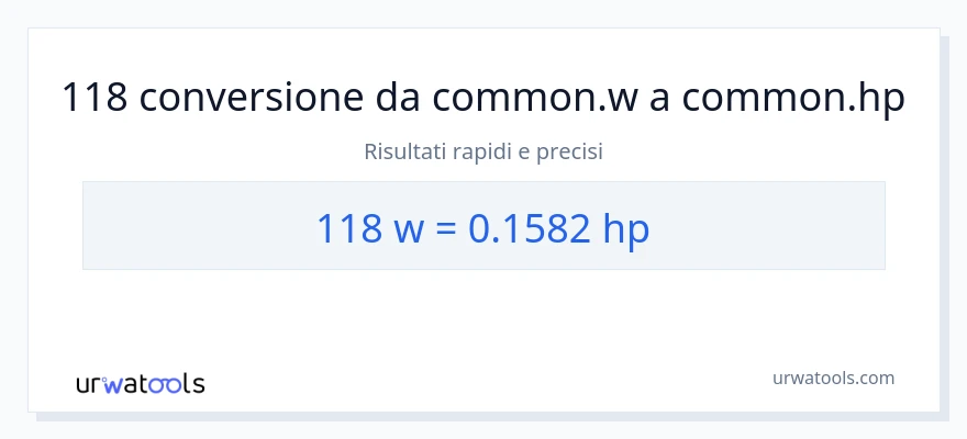 Conversione da 118 watt a potenza
