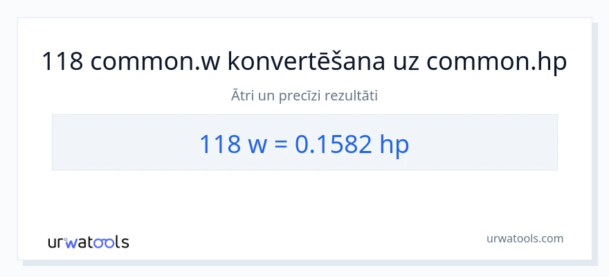 118 vati uz zirgspēki konversiju