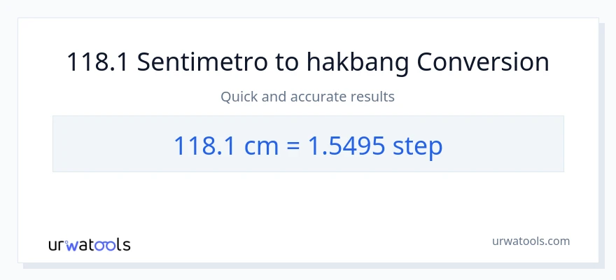 118.1 Mga Sentimetro patungong mga hakbang na conversion