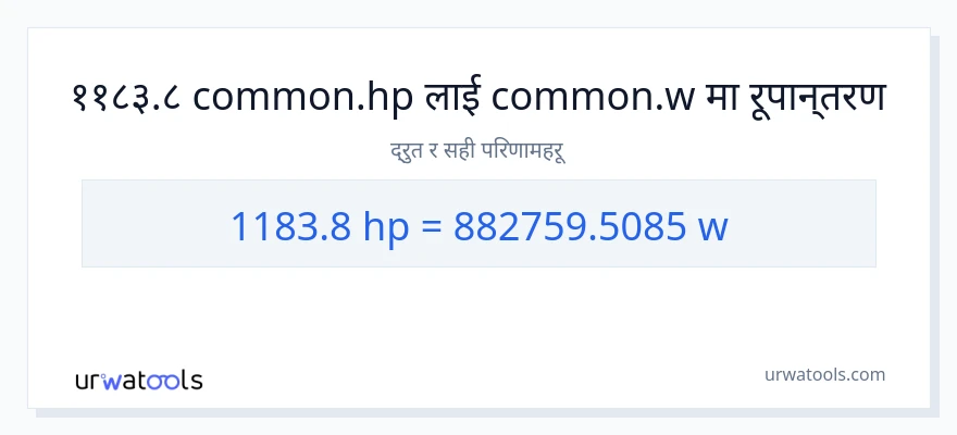 1183.8 अश्वशक्ति बाट वाटहरू सम्म रूपान्तरण
